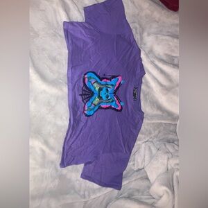 cropped purple t-shirt, size xs, slightly worn with no rips or stains